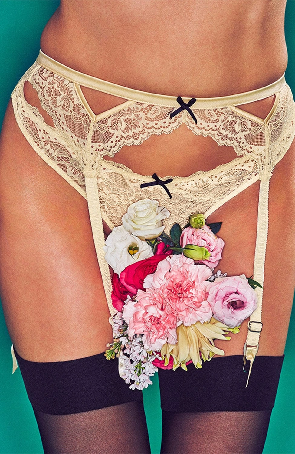 Bianca Lace Balconette Bra, Garter Belt and Thong Set
