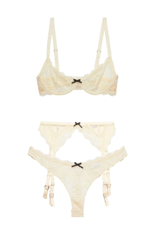 Bianca Lace Balconette Bra, Garter Belt and Thong Set