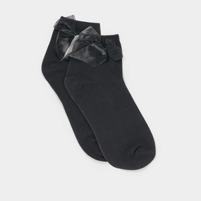 BOW ANKLET SOCKS BLACK