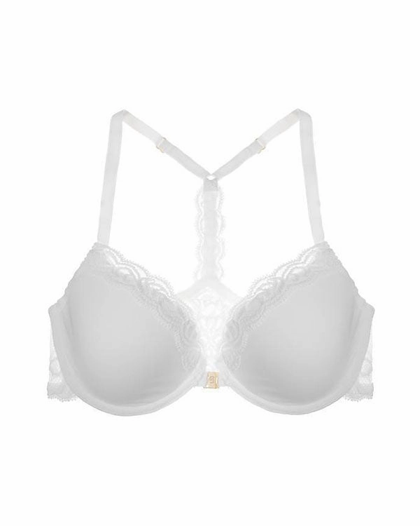 Feathers Front Close T-Back Bra