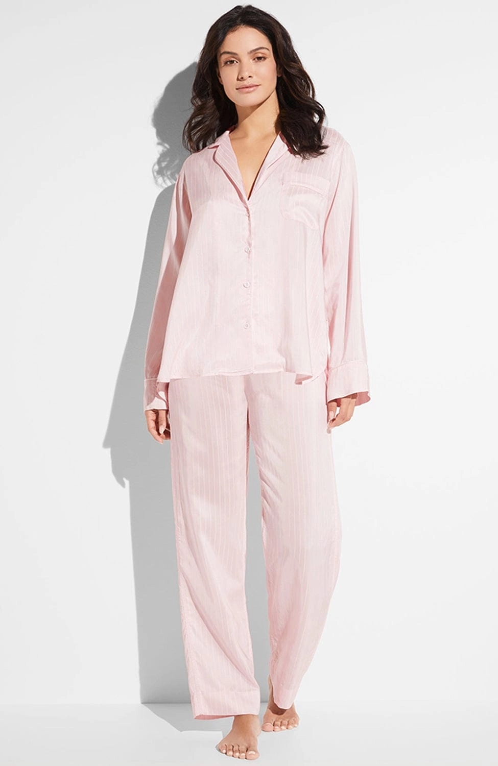 Feminine Stripes Pajama Long Set