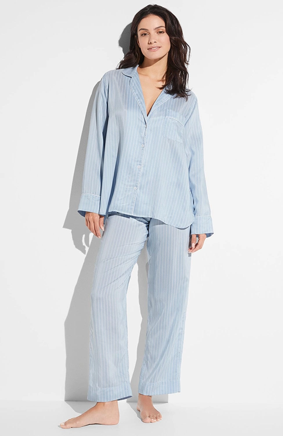 Feminine Stripes Pajama Long Set