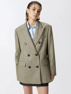 Green Micro Check Oversized Blazer