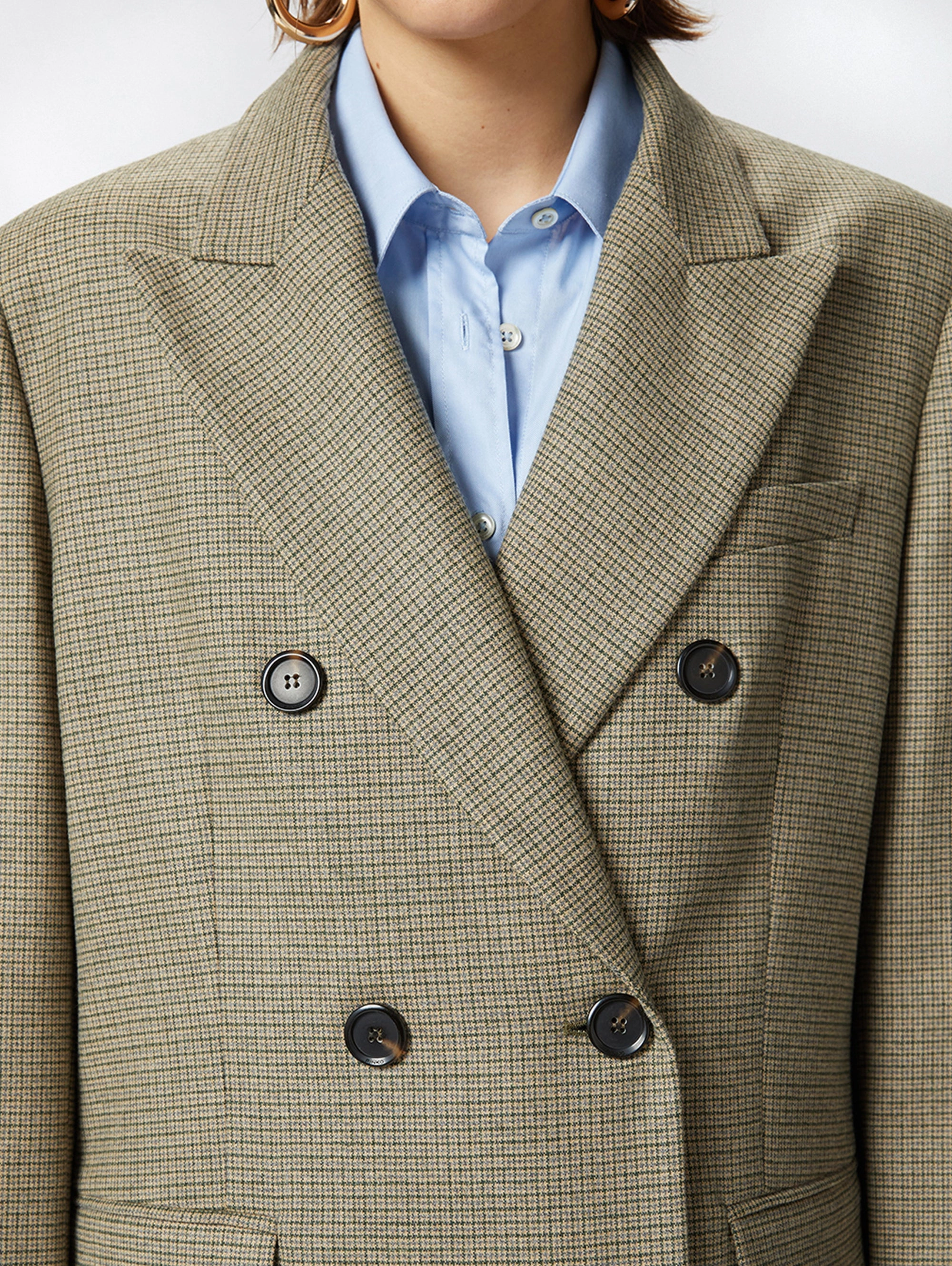 Green Micro Check Oversized Blazer