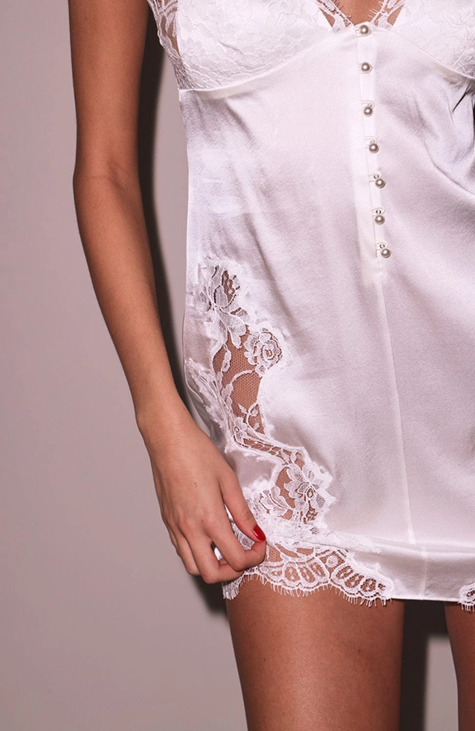 Lace Applique Mini Silk Slip
