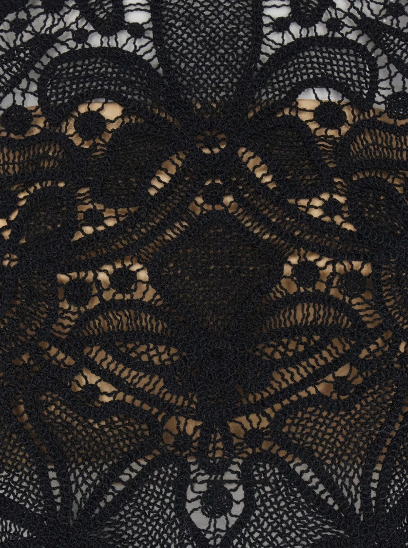 Lace Detail Cropped Sweater