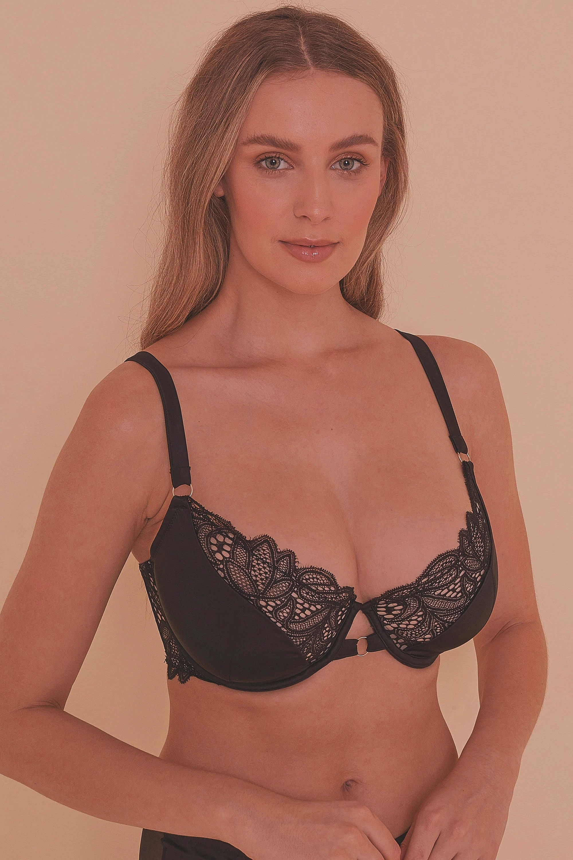 Peek & Beau Ida FB Satin sling & lace bra & ring detail DD - H