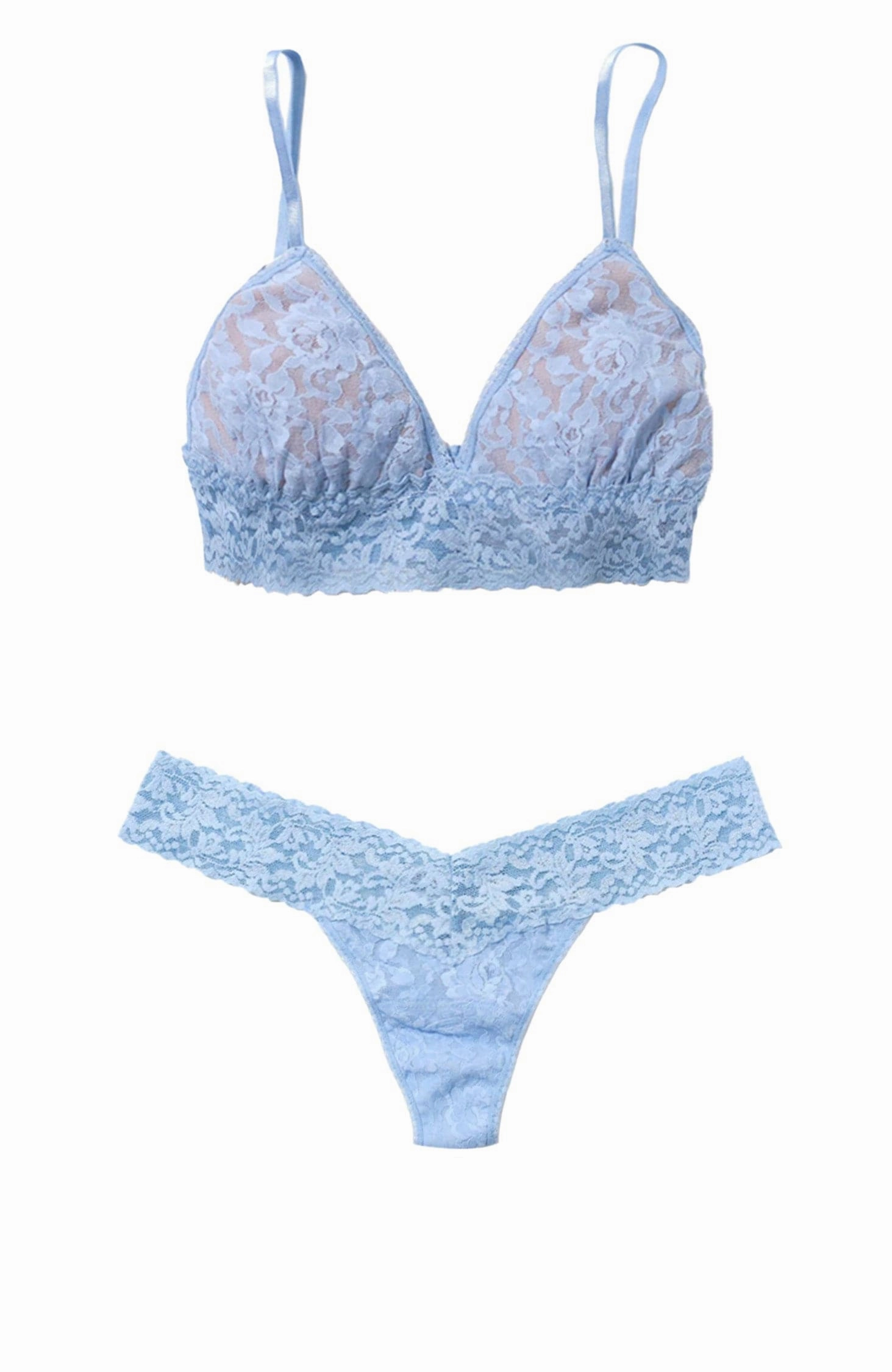 Signature Lace Padded Triangle Bralette and Low Rise Thong Set