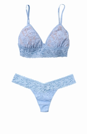 Signature Lace Padded Triangle Bralette and Low Rise Thong Set